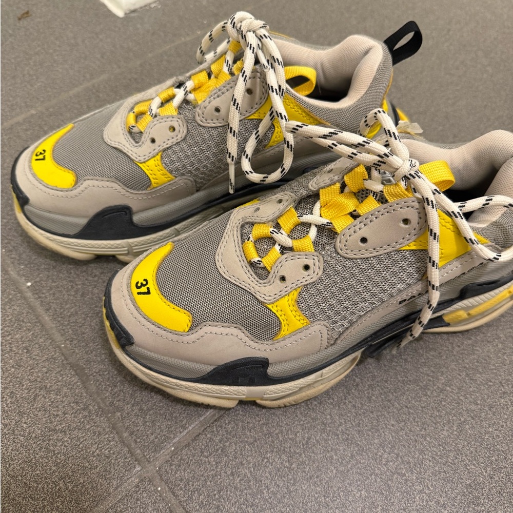 Balenciaga Gray and Yellow Sneakers